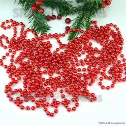 Metallic 24ft Red Hanging Bead Garland Christmas Tree Xmas Home Room Decor Party Tinsel String Chain