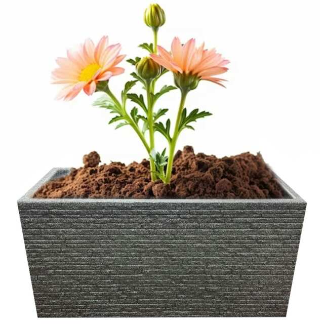 1 x Brick Slate Effect Trough Patio Planter Pewter Grey Large Garden Flower Pot Grey