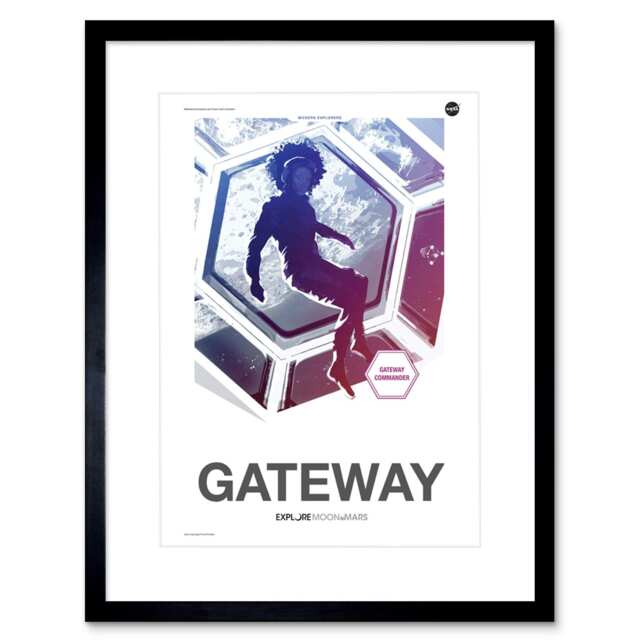 "NASA Modern Explorers Moon to Mars Gateway Artemis 9x7"" Black Framed Wall Art Print"