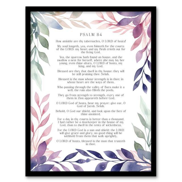 Psalm 84 Day Thy Courts Better Than Bible Quote Black Framed Wall Art Print A8