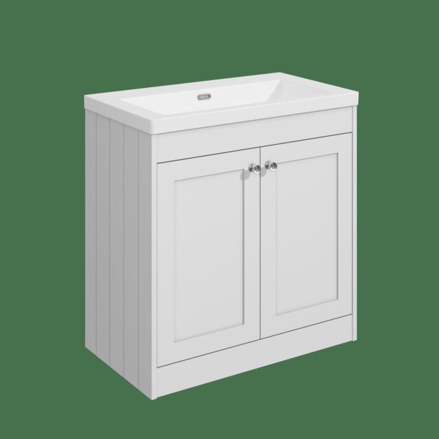 Balterley Floor Standing 2 Door Unit with Minimalist Basin No Tap Hole White 800 x 800 x 453mm
