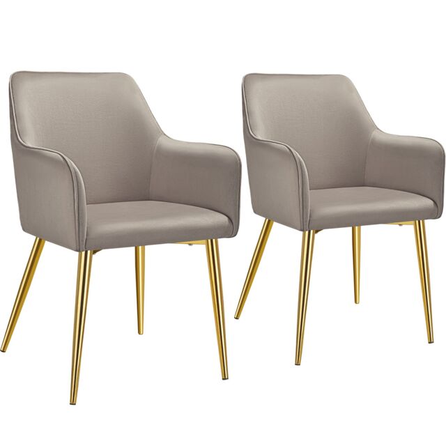 Dining Chair Avane - velvet look, padded armchair, high backrest and high armrests Brown taupe 2