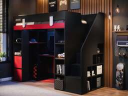 Recoil Blaze Staircase Gaming High Sleeper with Storage Black & Red