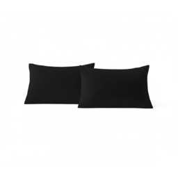 Microfibre Soft Touch Satin Stripe Housewife Pillowcase Pair Black
