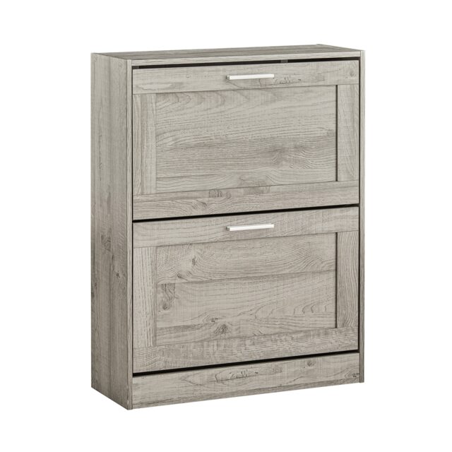 SoBuy 2 Flip-Drawer Shoe Cabinet, Vintage Grey, 23.6x9.1x31.1 inches, 18 kg - FSR137-HG