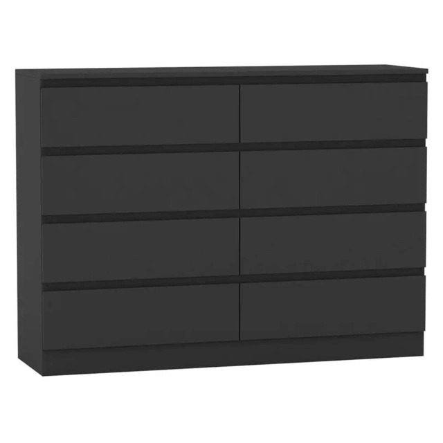 Minimalist Chest of 8 Drawers - 88.3x120x35cm Black Black & Black 1