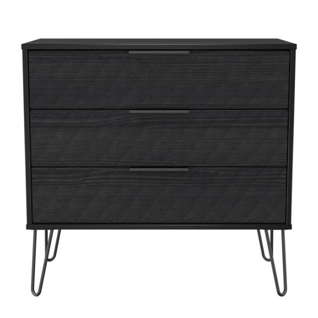 Islay 3 Drawer Chest of Drawers in Black Ash (Ready Assembled) Black Black Ash