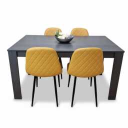 Dining Table and 4 Chairs Modern Dining Table Set With 4 Mustard Gem Chairs Dining Room Furniture
