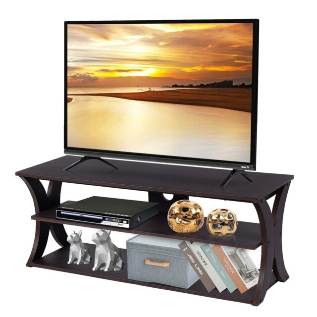 COSTWAY 3-tier TV Stand Entertainment Center 45 Inches Brown 1