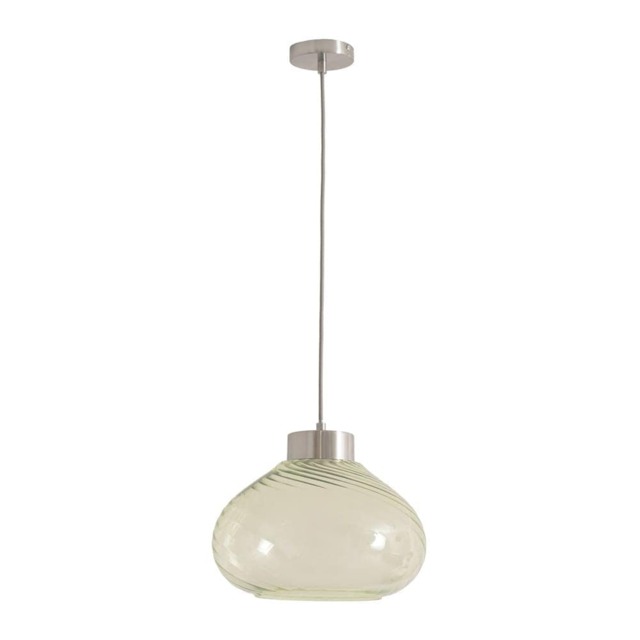 ValueLights Corinne Spiral Green Glass Chrome Cap Ceiling Light Green