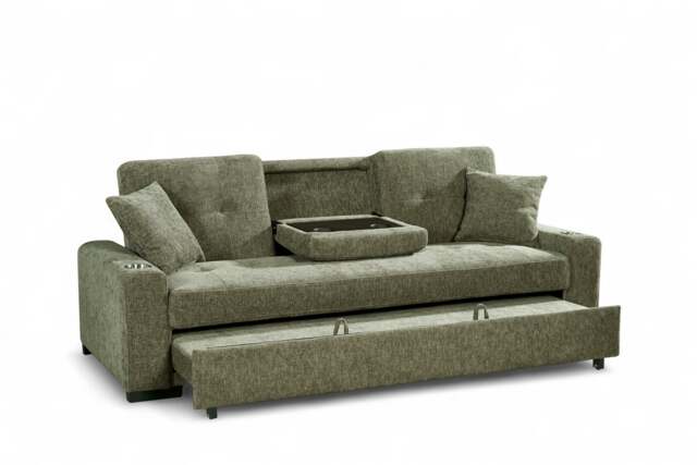 Green Chenille Fabric 3 Seater Sofabed CHARLES
