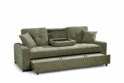 Green Chenille Fabric 3 Seater Sofabed CHARLES