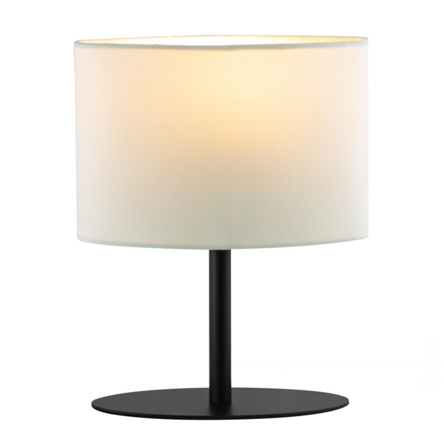 Modern Designer Oval Table Lamp in Matte Black with Off-White Fabric Shade Black Black 1