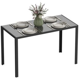 HOMCOM Modern Rectangular 4 Seater Dining Table with Tempered Glass Top