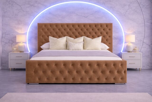 The Luxury Duke 6FT Superking Bed Frame in Beige Plush