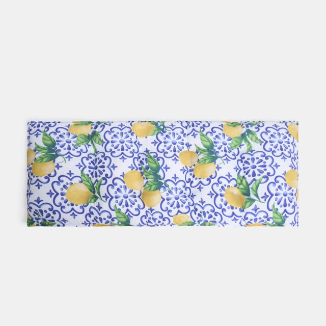 OHS 2 Seater Blue Tile Lemons Outdoor Garden Patio Deck Long Bench Cushion Soft Plump Waterproof Filled Seat Pad Blue 2 Seater 1
