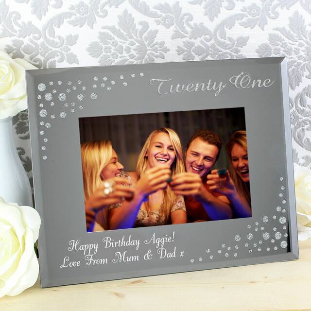 Personalised Twenty One Diamante 6x4 Glass Photo Frame Silver One Size