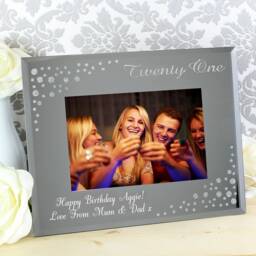 Personalised Twenty One Diamante 6x4 Glass Photo Frame Silver One Size