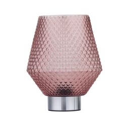 Porter - Battery Operated Chrome Lamp with Pink Textured Glass Chrome Pink Medium 1