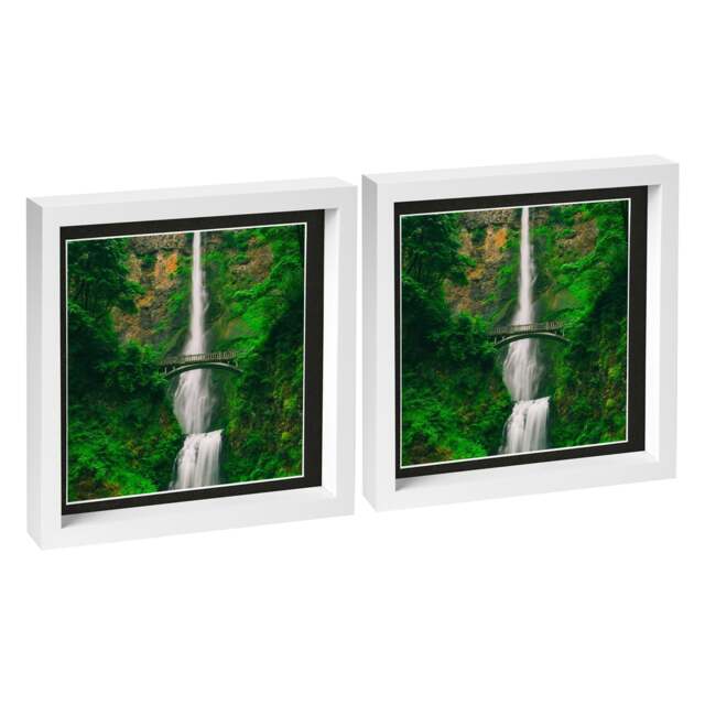 "Nicola Spring 10 x 10"" Photo Frames - Black Mount 3D Photo Frame Picture Frame Box Portrait Display Case & Spacer (53 x 53cm) x2"