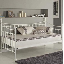 White Metal 3ft Single Daybed with 1 Mattress , Without Trundle