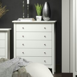 Como 5 Drawer Chest of Drawers - Shaker Style Bedroom Storage Cabinet with Space Saving Design White White 1