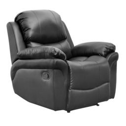 Madison Bonded Leather Manual Recliner Sofa Home Lounge Chair (Black)