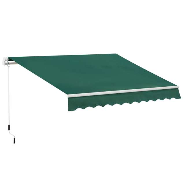 Outsunny Manual Retractable Awning Garden Shelter Canopy 3 x 2m Green Green 1