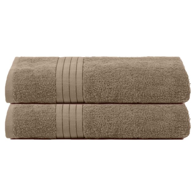 OHS 2 x Soft Luxury 100% Cotton 500GSM Bathroom Bath Sheet Towels, 90x150cm - Mocha