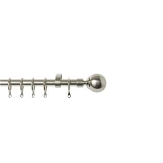 16 - 19mm Satin Silver Ball Metal Curtain Pole Set 120 - 215cm Silver Silver