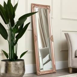 Tall Ornate Rose Gold Pink Mirror - 47cm X 142cm