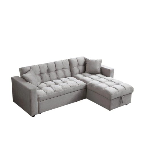 Madrid Corner Chaise Lounge L Shape 3 Seater Sofa With With a Reversible Chaise & Pull Out Sofa Bed Grey Grey 1