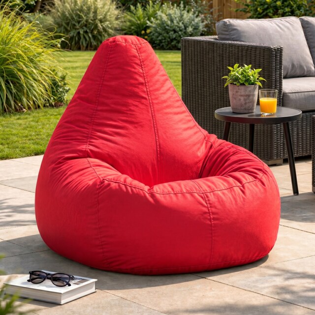 Icon Dalton High Back Adult Gaming Indoor Outdoor Bean Bag Chair, Red
