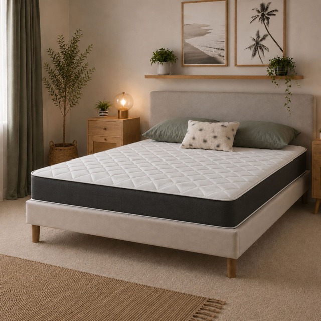 Hybrid Mattress - Soft Feel, Memory Foam & Spring Support Black