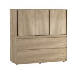 120cm 3 Sliding Door 4 Drawer Bedside Cabinet Storage End Unit Bedroom Furniture Multi Oak 1