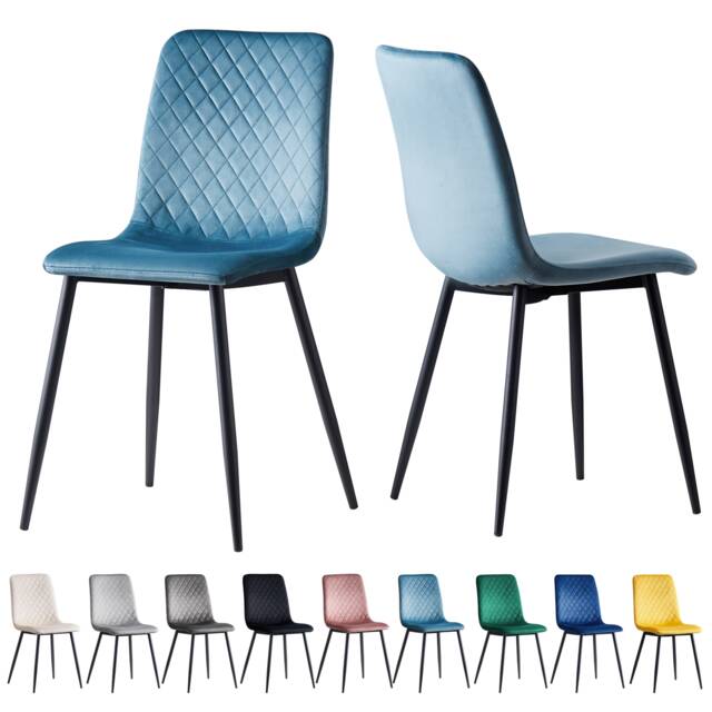 Dining Chairs Velvet Fabric Lexi Set of 2 Light Blue by MCC