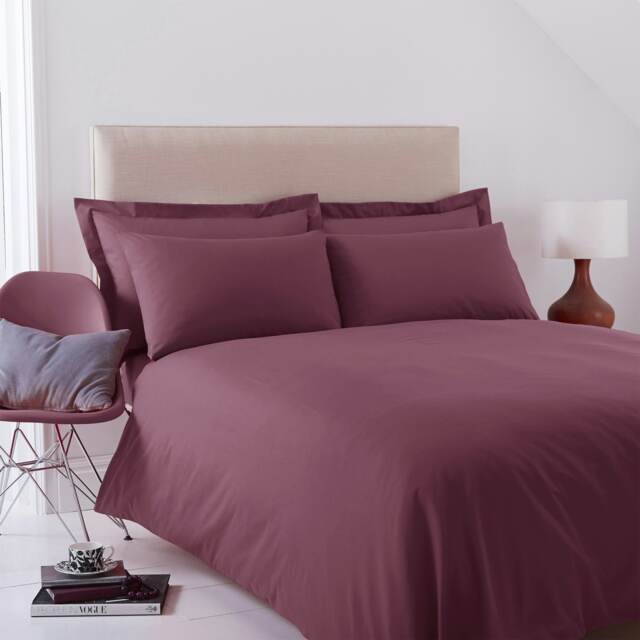 Charlotte Thomas Poetry Plain Dyed Single Aubergine Duvet Cover Set - 137 x 200cm Purple Aubergine Single