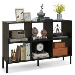 COSTWAY Wooden Storage Bookcase 6 Cube Bookshelf Rack Black Black