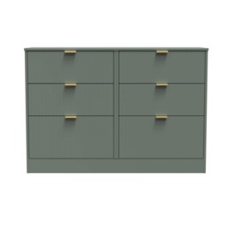 Denver 6 Drawer Wide Chest of Drawers in Reed Green (Ready Assembled) Green Reed Green