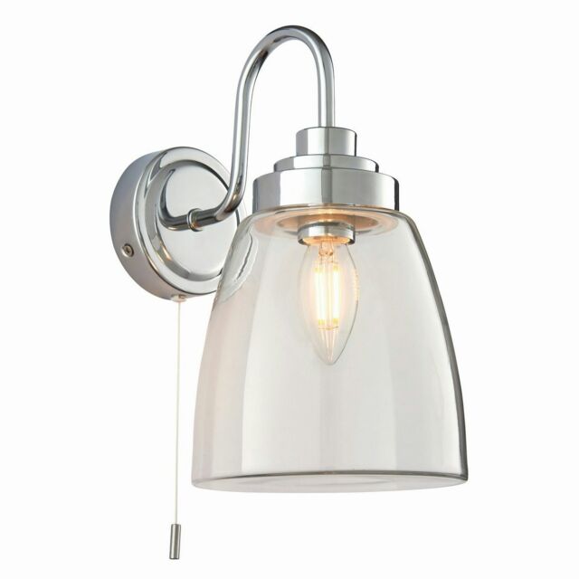 Ashbury LED 1 Light Bathroom Wall Glass, Chrome Plate IP44, LED E14