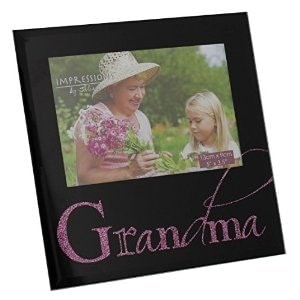 "Grandma 5"" x 3.5"" Black Glass Photo Frame By Juliana Freestanding Frames Lovely Gift"