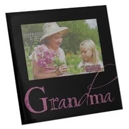 "Grandma 5"" x 3.5"" Black Glass Photo Frame By Juliana Freestanding Frames Lovely Gift"