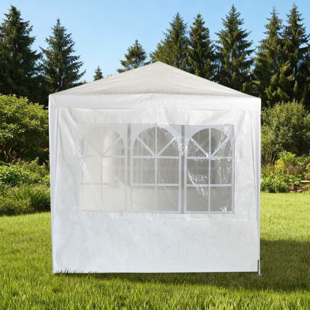 OHS Garden Gazebo Outdoor Party Tent Canopy PE Awning Marquee Waterproof - Small White Small