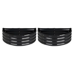 Harbour Housewares Raised Garden Beds - 2x Anthracite Semi-Circle Bottomless Galvanised Steel Metal Planter Box 90 x 45cm