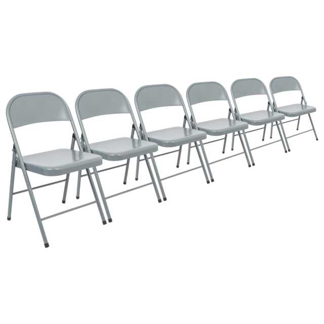 Harbour Housewares Metal Folding Chairs - Matt Grey - Pack of 6 Grey Matt Grey