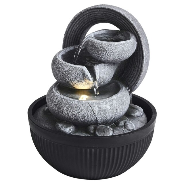 Living and Home Garden Fountain Resin Water Feature with LED Light
