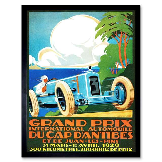 Exhibition Motor Sport Grand Prix France Automobile Car Framed Wall Art Print