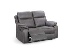 Faux Leather Grey 2 Seater Manual Recliner Sofa with Contrast Stitching VEGAS