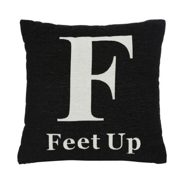 Words 'Feet Up' Black Cushion Black