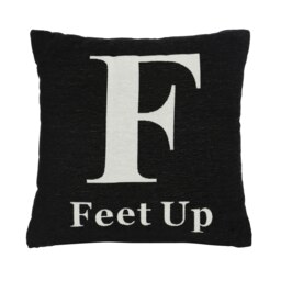 Words 'Feet Up' Black Cushion Black
